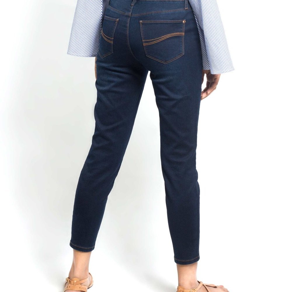 OLGYN Stretch Dark Blue Denim Ankle Pant Slim Fit - Picture 2 of 5